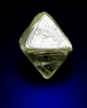 Diamond (0.38 carat yellow octahedral crystal) from Oranjemund District, southern coastal Namib Desert, Namibia