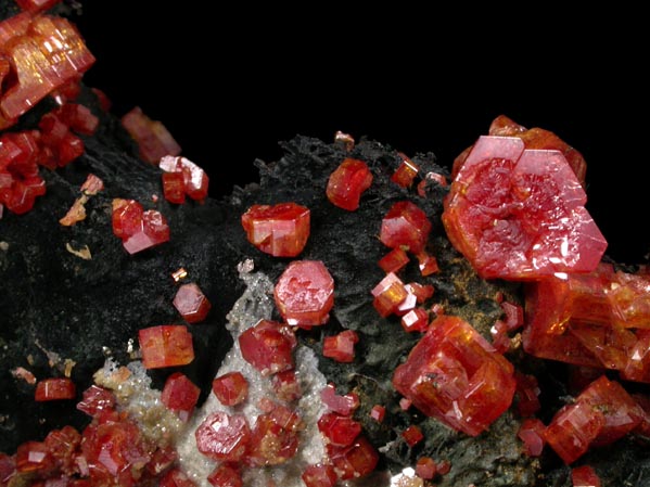 Vanadinite on Goethite-Hollandite from Taouz, Errachidia, Meknes-Tafilalet, Morocco