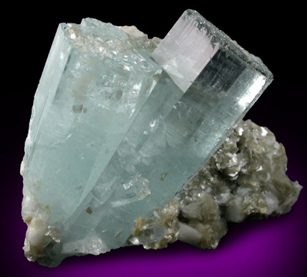 Beryl var. Aquamarine with Muscovite and Schorl Tourmaline from Nagar, Hunza Valley, Gilgit District, Gilgit-Baltistan, Pakistan