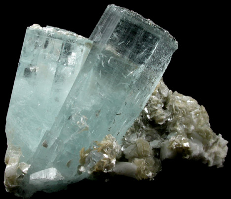 Beryl var. Aquamarine with Muscovite and Schorl Tourmaline from Nagar, Hunza Valley, Gilgit District, Gilgit-Baltistan, Pakistan