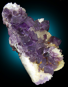 Fluorite on Quartz from Berbes Mine, near Ribadesella, Oviedo, Spain