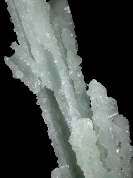 Apophyllite on Prehnite pseudomorphs after Laumontite from Bombay Quarry, Mumbai (Bombay), Maharashtra, India