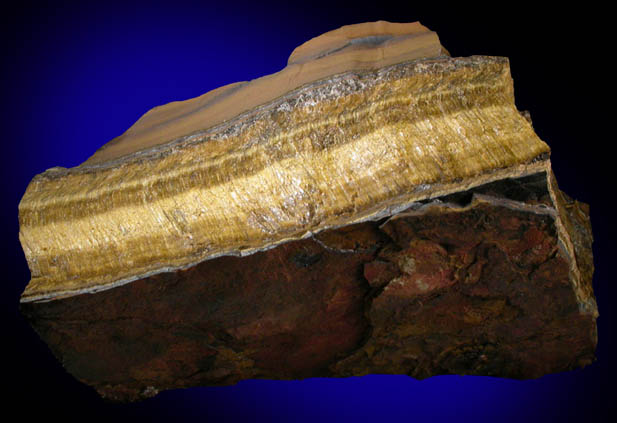 Quartz pseudomorphous after Crocidolite-Riebeckite (Tiger-Eye) from headwaters of the Orange River, Northern Cape Province, South Africa