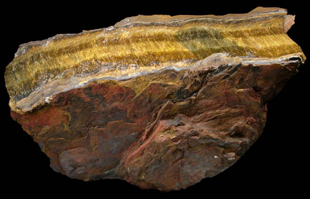 Quartz pseudomorphous after Crocidolite-Riebeckite (Tiger-Eye) from headwaters of the Orange River, Northern Cape Province, South Africa