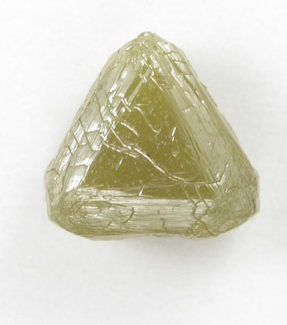 Diamond (0.59 carat greenish-gray macle, twinned crystal) from Mbuji-Mayi (Miba), 300 km east of Tshikapa, Democratic Republic of the Congo