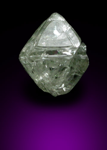 Diamond (0.74 carat green octahedral crystal) from Gran Sabana region, Bolivar Province, Venezuela