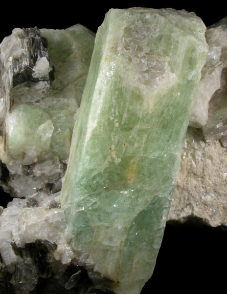 Beryl in Quartz and Muscovite from McGinnis Mine, Wentworth, Grafton County, New Hampshire