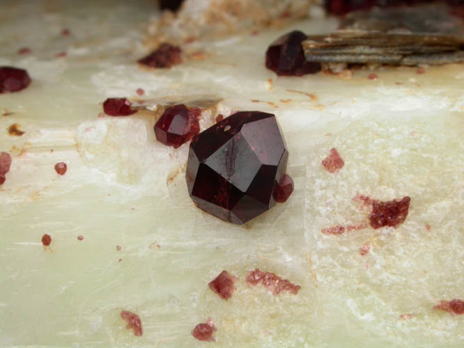 Spessartine Garnet on Microcline from Shigar Valley, Skardu District, Gilgit-Baltistan, Pakistan