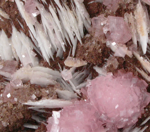 Rhodochrosite, Barite, Caryopilite from N'Chwaning Mine, Kalahari Manganese Field, Northern Cape Province, South Africa