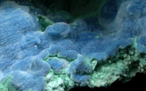 Malachite pseudomorphs after Azurite with Plancheite from Milpillas Mine, Cuitaca, Sonora, Mexico