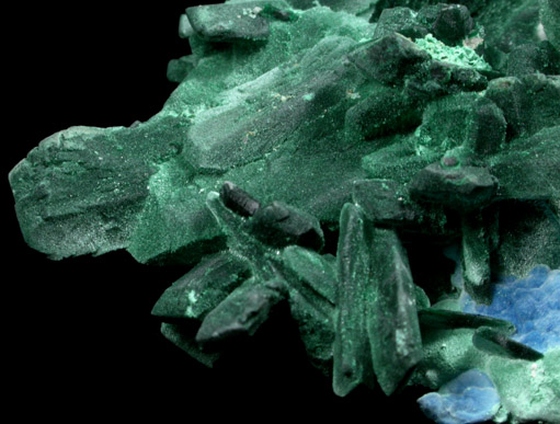 Malachite pseudomorphs after Azurite with Plancheite from Milpillas Mine, Cuitaca, Sonora, Mexico