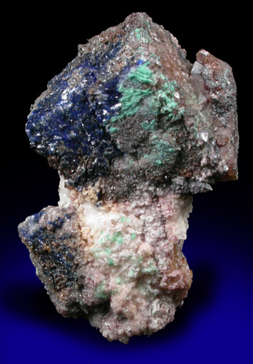 Linarite, Galena, Malachite, Quartz from Blanchard Mine, Hansonburg District, 8.5 km south of Bingham, Socorro County, New Mexico