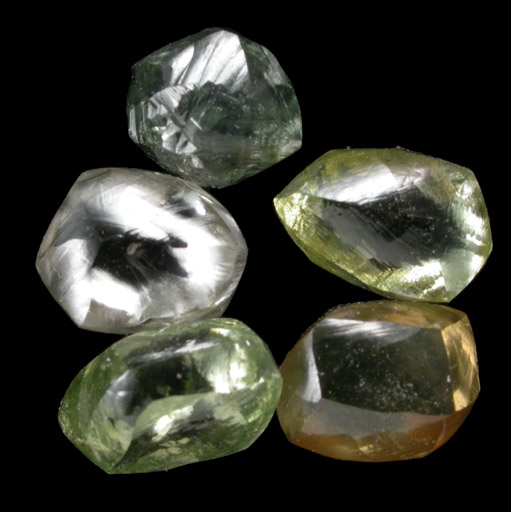 Diamond (set of five colored diamonds totaling 4.98 carats) from South Africa, Botswana, Namibia