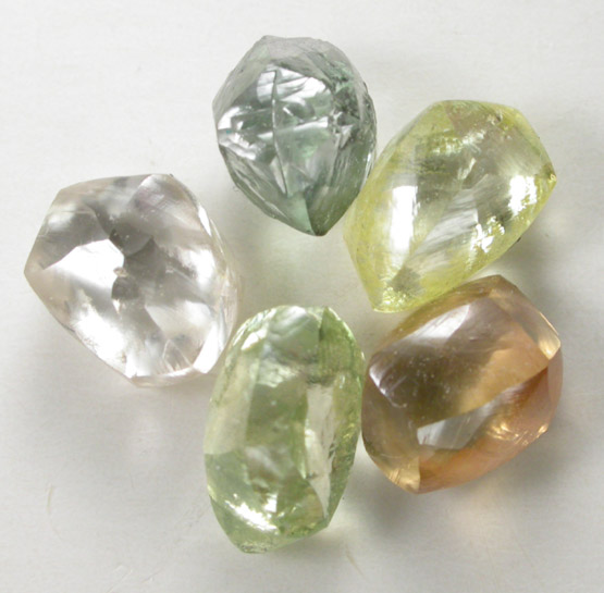 Diamond (set of five colored diamonds totaling 4.98 carats) from South Africa, Botswana, Namibia