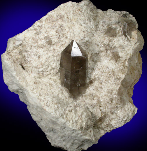 Quartz var. Smoky Quartz on Albite from Peter's Pocket, Bartlett, Carroll County, New Hampshire