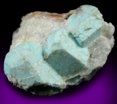 Turquoise pseudomorphs after Beryl from Apache Canyon Mines, Turquoise Mountains, San Bernardino County, California