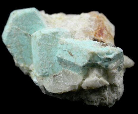 Turquoise pseudomorphs after Beryl from Apache Canyon Mines, Turquoise Mountains, San Bernardino County, California