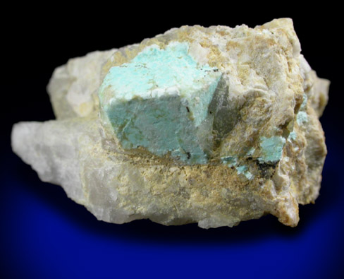 Turquoise pseudomorph after Beryl from Apache Canyon Mines, Turquoise Mountains, San Bernardino County, California