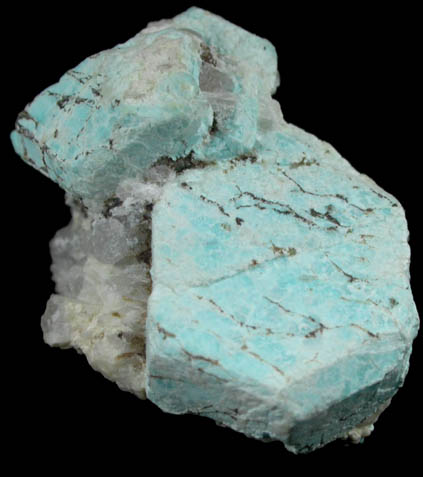 Turquoise pseudomorphs after Beryl from Apache Canyon Mines, Turquoise Mountains, San Bernardino County, California