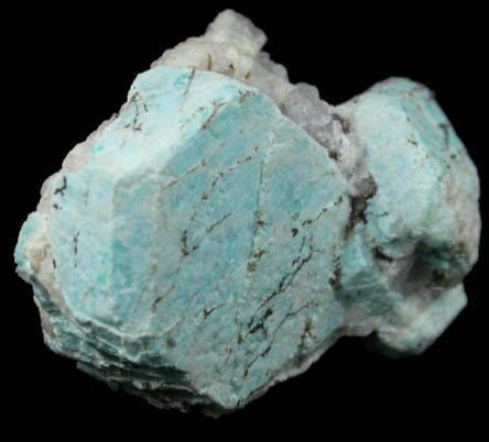 Turquoise pseudomorphs after Beryl from Apache Canyon Mines, Turquoise Mountains, San Bernardino County, California