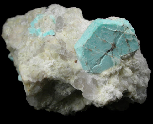 Turquoise pseudomorph after Beryl from Apache Canyon Mines, Turquoise Mountains, San Bernardino County, California