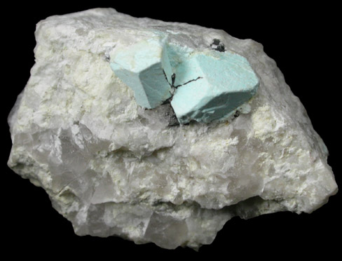 Turquoise pseudomorphs after Beryl from Apache Canyon Mines, Turquoise Mountains, San Bernardino County, California