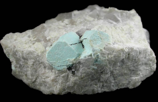 Turquoise pseudomorphs after Beryl from Apache Canyon Mines, Turquoise Mountains, San Bernardino County, California