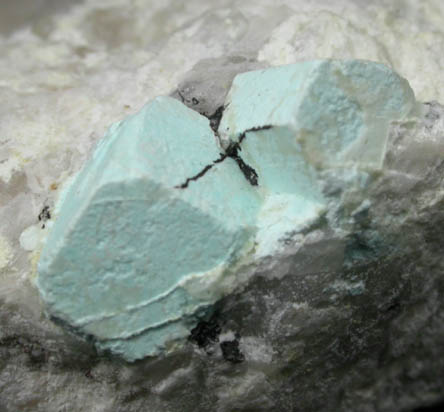 Turquoise pseudomorphs after Beryl from Apache Canyon Mines, Turquoise Mountains, San Bernardino County, California