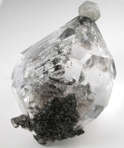 Calcite on Quartz var. Herkimer Diamond with hydrocarbon inclusions from Eastern Rock Products Quarry (Benchmark Quarry), St. Johnsville, Montgomery County, New York