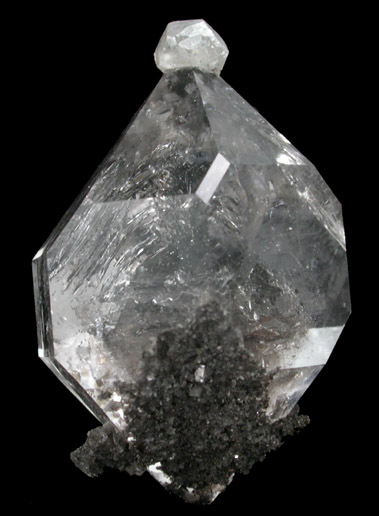 Calcite on Quartz var. Herkimer Diamond with hydrocarbon inclusions from Eastern Rock Products Quarry (Benchmark Quarry), St. Johnsville, Montgomery County, New York