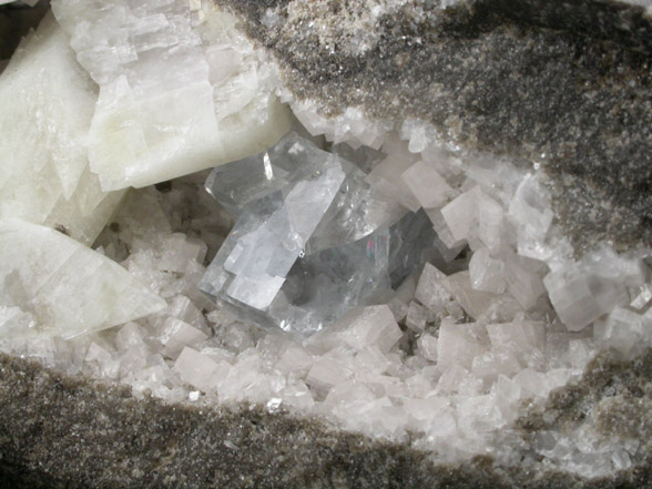 Fluorite on Dolomite and Calcite from Walworth Quarry, Wayne County, New York