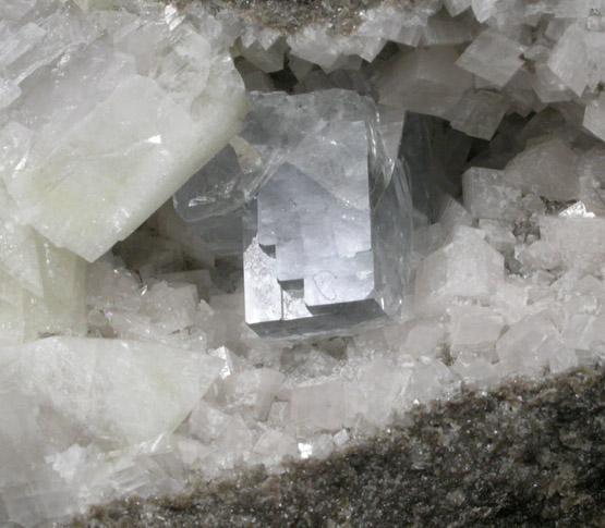 Fluorite on Dolomite and Calcite from Walworth Quarry, Wayne County, New York
