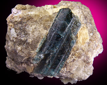 Indicolite Tourmaline in Quartz from Dunton Quarry, Plumbago Mountain, Hall's Ridge, Newry, Oxford County, Maine