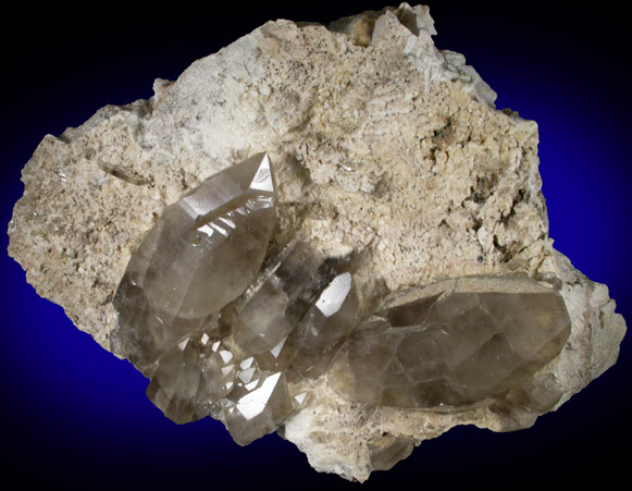 Quartz var. Smoky Quartz on Albite from Peter's Pocket, Bartlett, Carroll County, New Hampshire