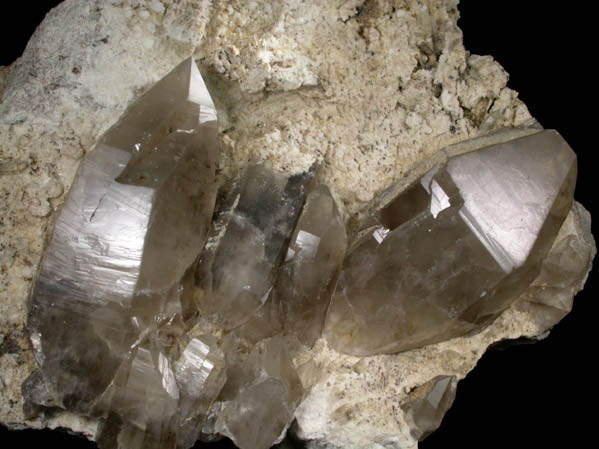 Quartz var. Smoky Quartz on Albite from Peter's Pocket, Bartlett, Carroll County, New Hampshire