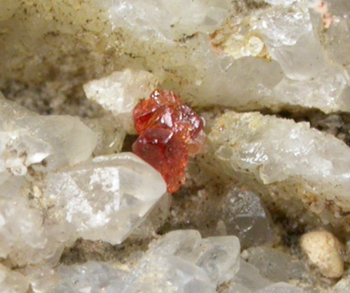 Wulfenite and Sphalerite on Quartz from Manhan Lead Mines, Loudville District, 3 km northwest of Easthampton, Hampshire County, Massachusetts