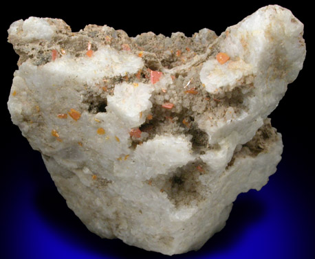 Wulfenite on Quartz from Manhan Lead Mines, Loudville District, Hampshire County, Massachusetts