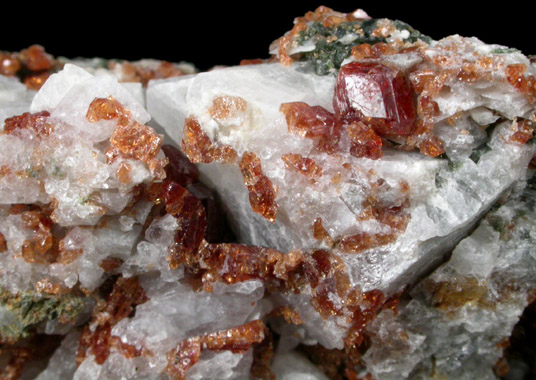 Grossular Garnet with Diopside and Calcite from Old Mine Plaza construction site, Mine Hill, Trumbull, Fairfield County, Connecticut