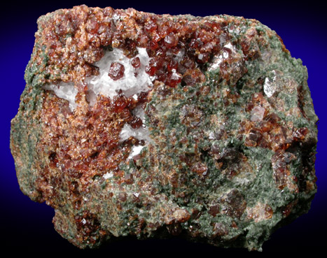 Grossular Garnet with Diopside and Calcite from Old Mine Plaza construction site, Mine Hill, Trumbull, Fairfield County, Connecticut