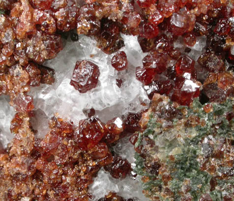 Grossular Garnet with Diopside and Calcite from Old Mine Plaza construction site, Mine Hill, Trumbull, Fairfield County, Connecticut