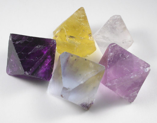 Fluorite (octahedral cleavages in 5 colors) from Cave-in-Rock District, Hardin County, Illinois