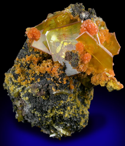 Mimetite on Wulfenite from Sierra de Los Lamentos, Chihuahua, Mexico