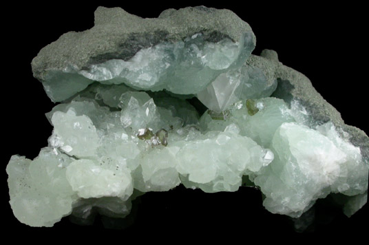 Prehnite with Sphalerite, Calcite and Apophyllite from O and G Industries Southbury Quarry, Southbury, New Haven County, Connecticut