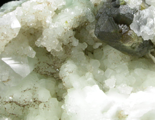 Sphalerite, Prehnite, Calcite from O and G Industries Southbury Quarry, Southbury, New Haven County, Connecticut