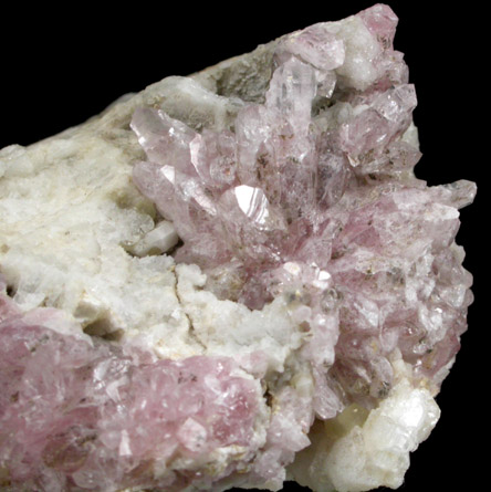 Quartz var. Rose Quartz Crystals on Albite from Rose Quartz Locality, Plumbago Mountain, Oxford County, Maine