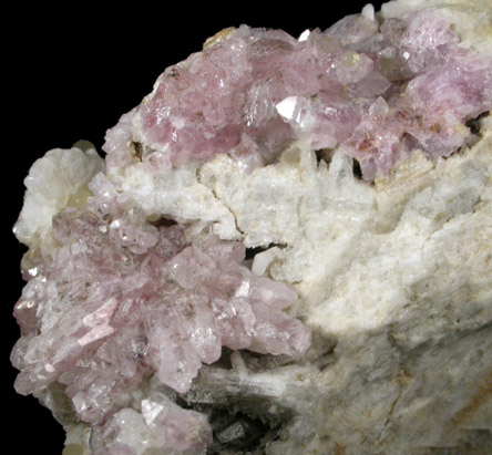 Quartz var. Rose Quartz Crystals on Albite from Rose Quartz Locality, Plumbago Mountain, Oxford County, Maine