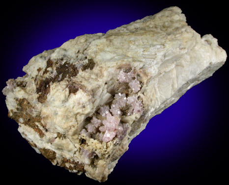Quartz var. Rose Quartz Crystals on Albite from Rose Quartz Locality, Plumbago Mountain, Oxford County, Maine