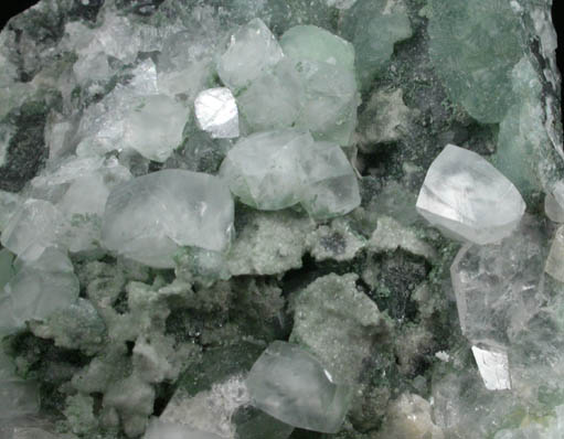 Calcite on Prehnite from O and G Industries Southbury Quarry, Southbury, New Haven County, Connecticut