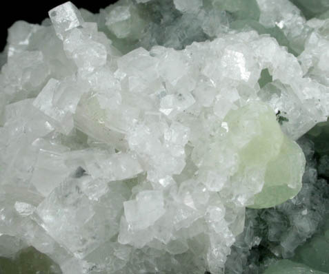 Calcite on Prehnite from O and G Industries Southbury Quarry, Southbury, New Haven County, Connecticut