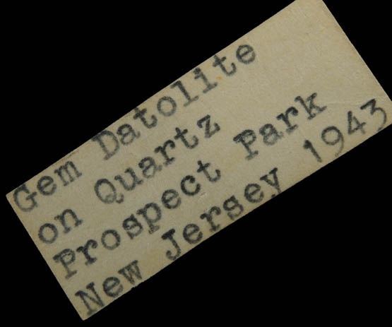 Datolite on Quartz from Prospect Park Quarry, Prospect Park, Passaic County, New Jersey